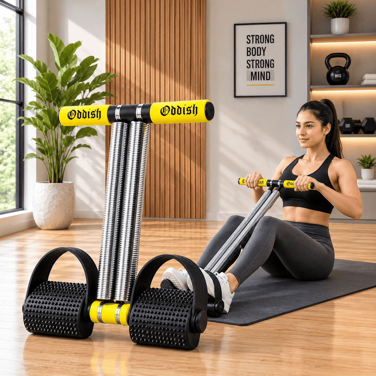 Full body exercise double tummy trimmer from HS Carts Shop featuring adjustable straps and padded handles for effective workouts.